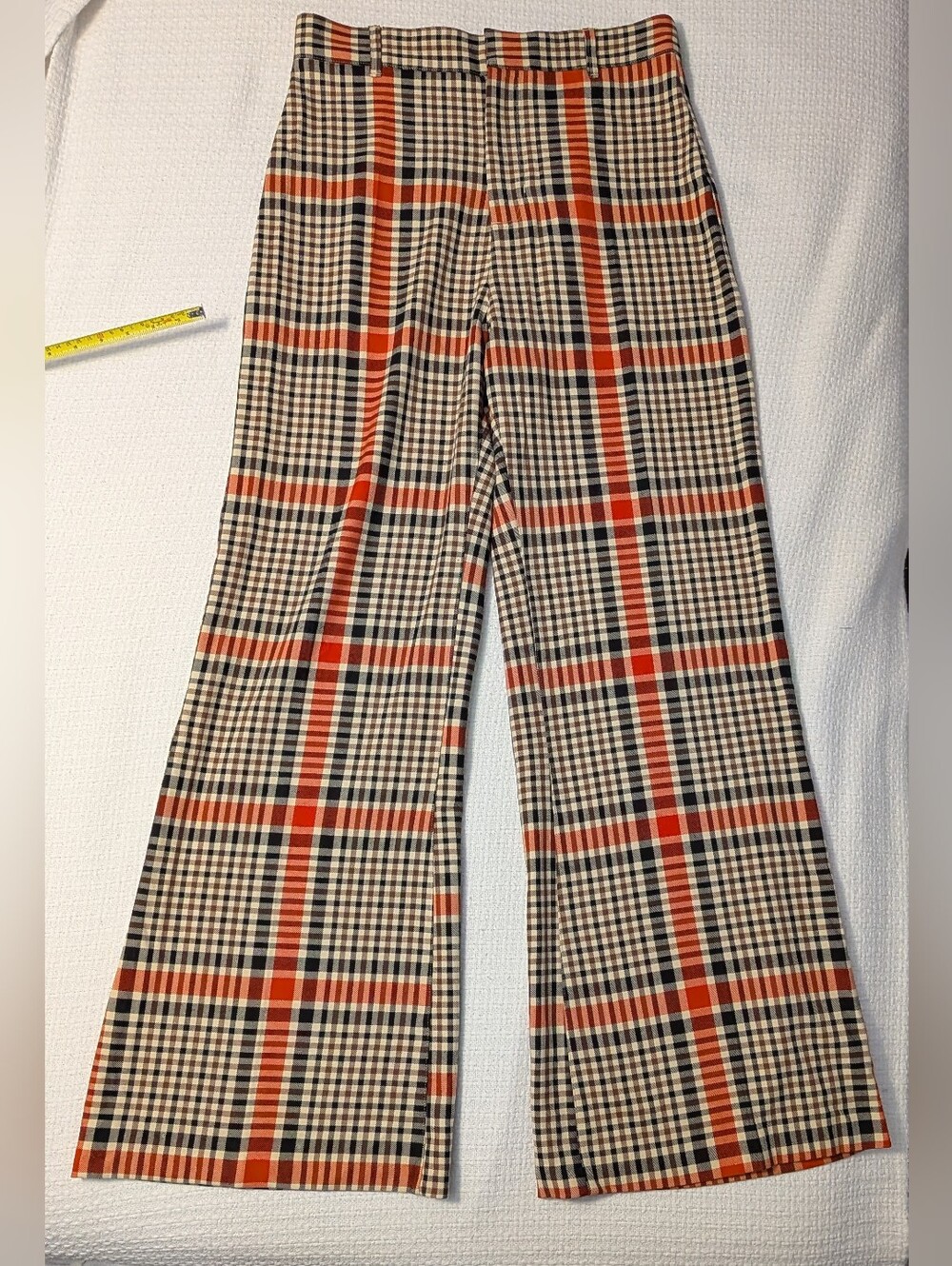 Free People Plaid Wide-Leg Trousers in Red & Cream - Picture 4 of 13